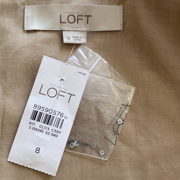 LOFT Women’s 100% Linen, Beaded Neckline Sleeveless Dress Size 8 NWT. - Picture 9 of 10